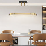 Modern Oval LED Ring Chandelier for Dining Room Luxury Black and Gold Pendant Lighting