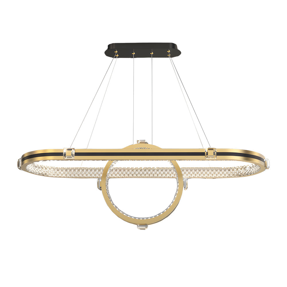 Modern Oval LED Ring Chandelier for Dining Room Luxury Black and Gold Pendant Lighting