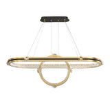 Modern Oval LED Ring Chandelier for Dining Room Luxury Black and Gold Pendant Lighting