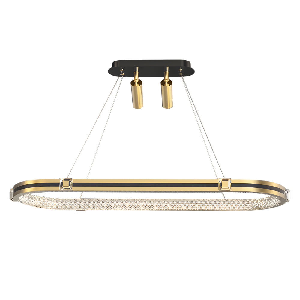 Modern Oval LED Ring Chandelier for Dining Room Luxury Black and Gold Pendant Lighting