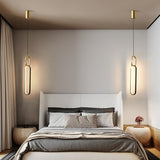 Modern Oval Ring LED Pendant Light Adjustable Height Dimmable Ceiling Fixture