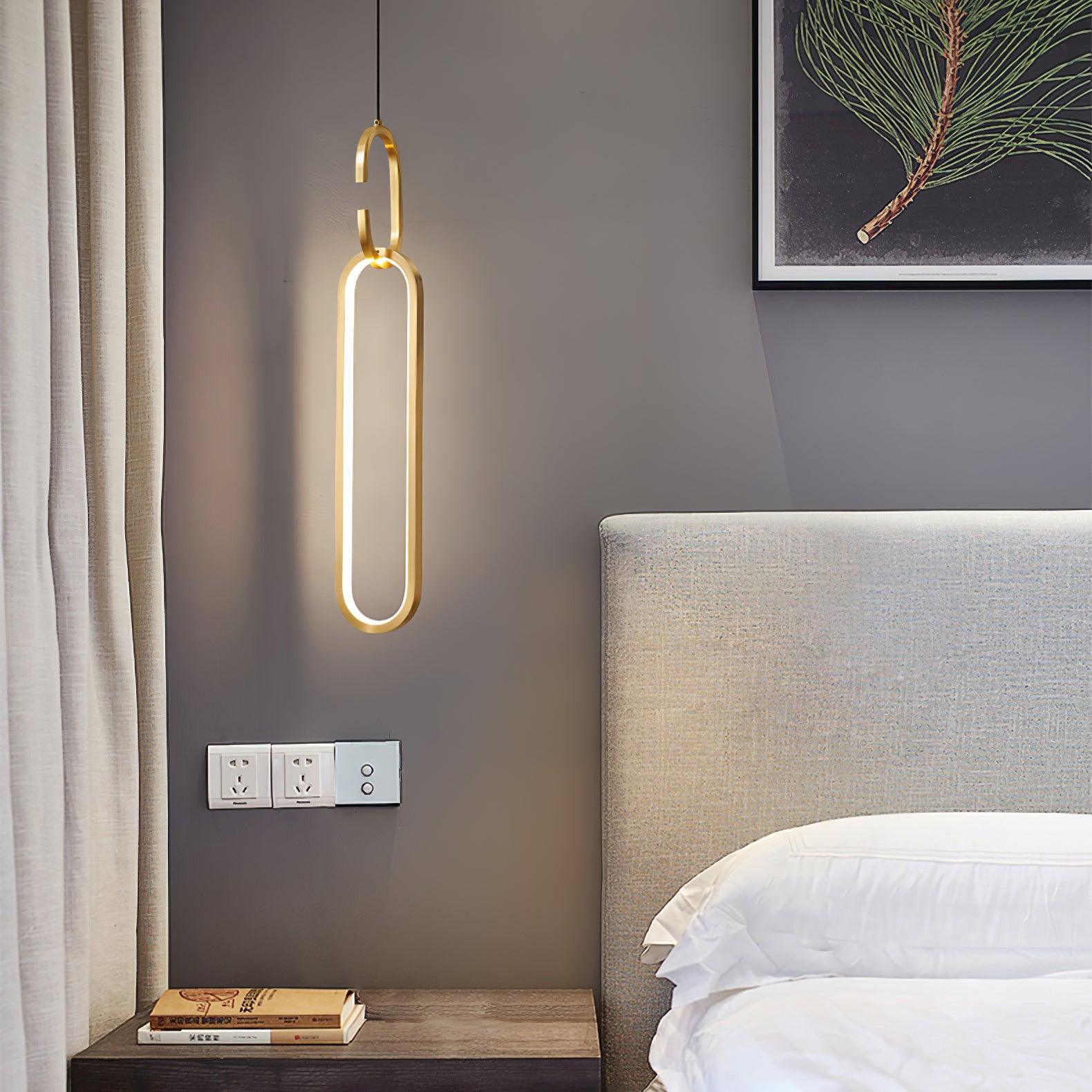 Modern Oval Ring LED Pendant Light Adjustable Height Dimmable Ceiling Fixture