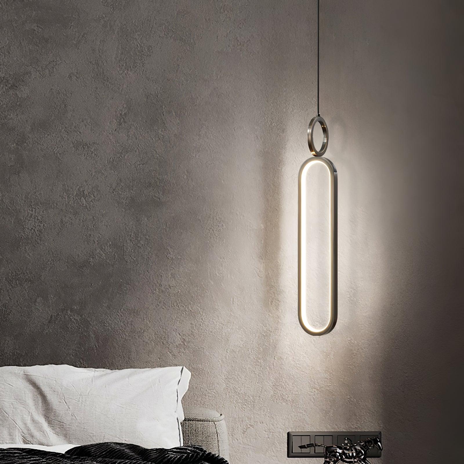 Modern Oval Ring LED Pendant Light Adjustable Height Dimmable Ceiling Fixture