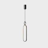 Modern Oval Ring LED Pendant Light Adjustable Height Dimmable Ceiling Fixture