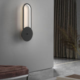 Modern Oval Ring LED Wall Sconce with 3 Step Dimming Aluminum Interior Fixture Black Gold