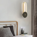 Modern Oval Ring LED Wall Sconce with 3 Step Dimming Aluminum Interior Fixture Black Gold