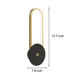 Modern Oval Ring LED Wall Sconce with 3 Step Dimming Aluminum Interior Fixture Black Gold
