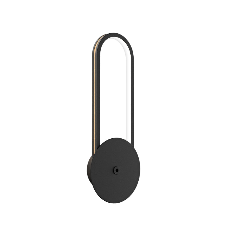 Modern Oval Ring LED Wall Sconce with 3 Step Dimming Aluminum Interior Fixture Black Gold