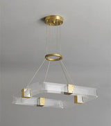 Modern Parallel Acrylic Ring LED Chandelier Luxury Brass Geometric Pendant Light