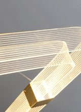 Modern Parallel Acrylic Ring LED Chandelier Luxury Brass Geometric Pendant Light
