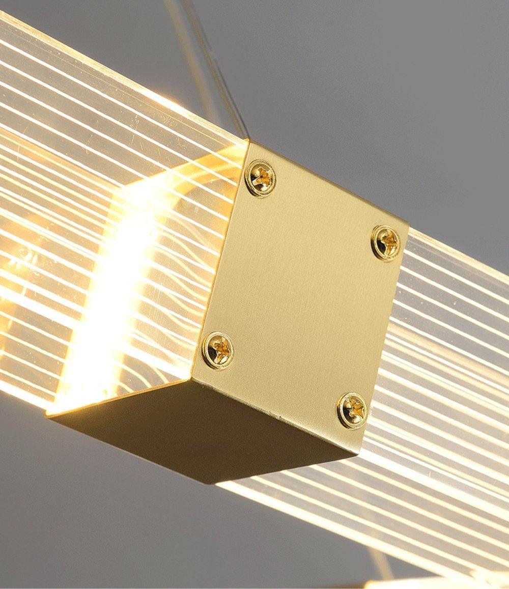 Modern Parallel Acrylic Ring LED Chandelier Luxury Brass Geometric Pendant Light
