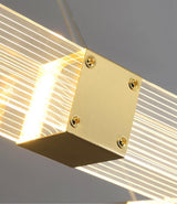 Modern Parallel Acrylic Ring LED Chandelier Luxury Brass Geometric Pendant Light