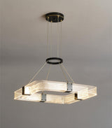 Modern Parallel Acrylic Ring LED Chandelier Luxury Brass Geometric Pendant Light