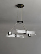 Modern Parallel Acrylic Ring LED Chandelier Luxury Brass Geometric Pendant Light