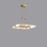 Modern Parallel Acrylic Ring LED Chandelier Luxury Brass Geometric Pendant Light