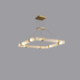 Modern Parallel Acrylic Ring LED Chandelier Luxury Brass Geometric Pendant Light