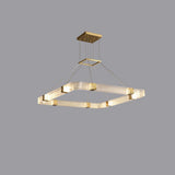 Modern Parallel Acrylic Ring LED Chandelier Luxury Brass Geometric Pendant Light