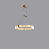 Modern Parallel Acrylic Ring LED Chandelier Luxury Brass Geometric Pendant Light