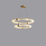 Modern Parallel Acrylic Ring LED Chandelier Luxury Brass Geometric Pendant Light