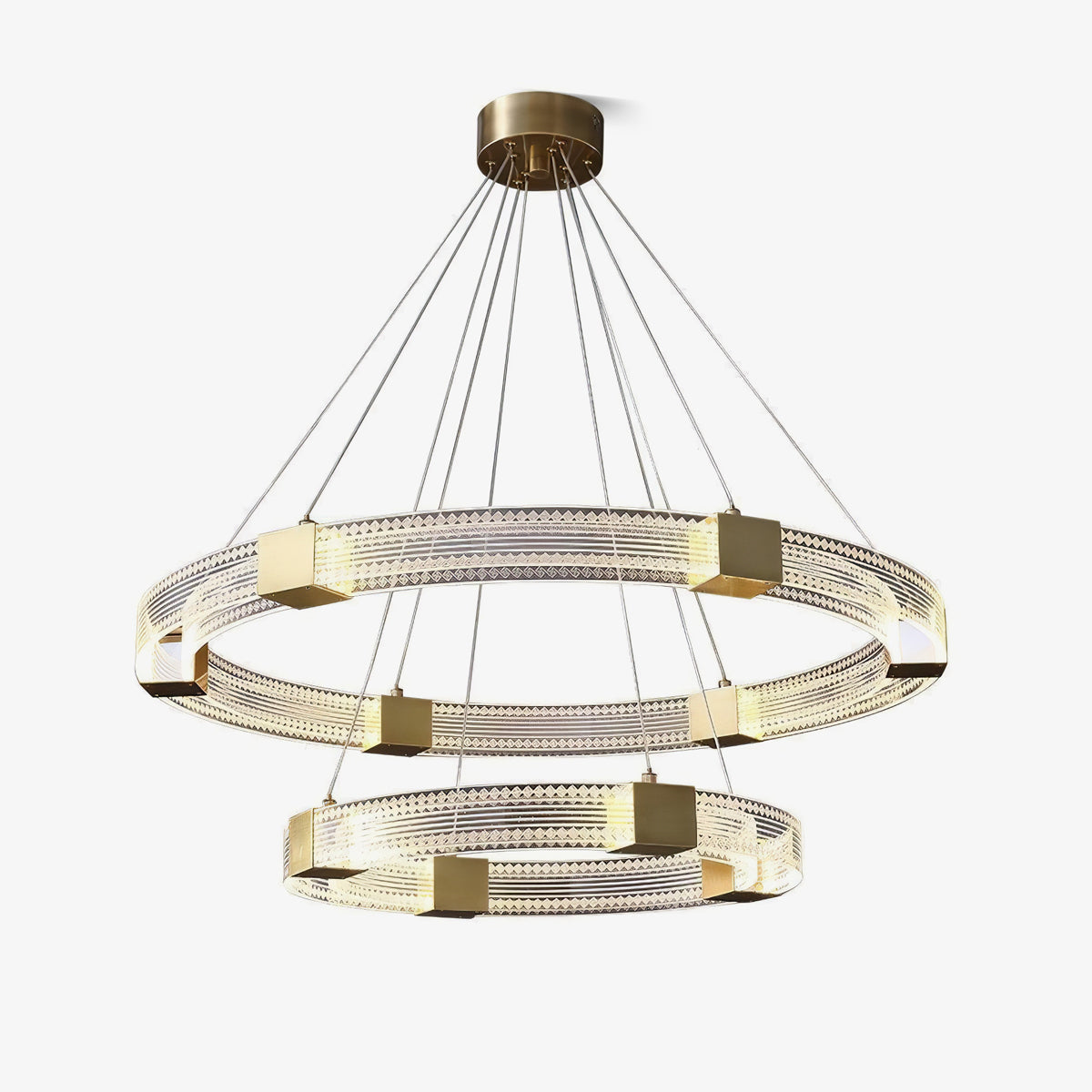 Modern Parallel Ring LED Chandelier Gold Acrylic Circular Pendant Light