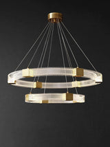 Modern Parallel Ring LED Chandelier Gold Acrylic Circular Pendant Light