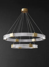 Modern Parallel Ring LED Chandelier Gold Acrylic Circular Pendant Light
