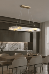 Modern Parallel Ring LED Chandelier Gold Acrylic Circular Pendant Light
