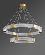 Modern Parallel Ring LED Chandelier Gold Acrylic Circular Pendant Light
