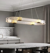 Modern Parallel Ring LED Chandelier Gold Acrylic Circular Pendant Light