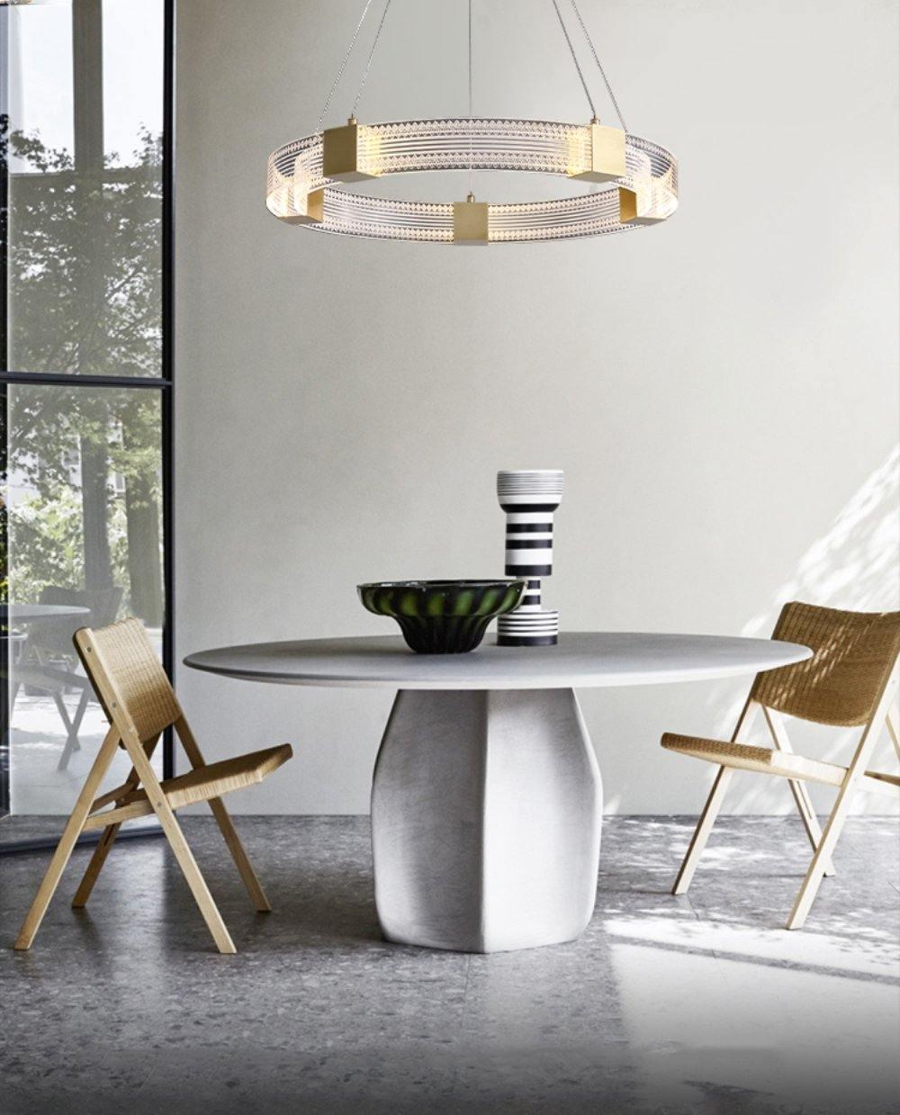 Modern Parallel Ring LED Chandelier Gold Acrylic Circular Pendant Light