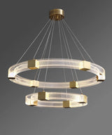Modern Parallel Ring LED Chandelier Gold Acrylic Circular Pendant Light