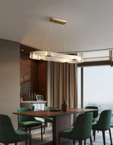 Modern Parallel Ring LED Chandelier Gold Acrylic Circular Pendant Light