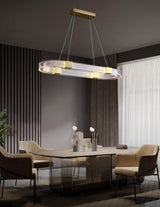 Modern Parallel Ring LED Chandelier Gold Acrylic Circular Pendant Light