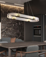 Modern Parallel Ring LED Chandelier Gold Acrylic Circular Pendant Light
