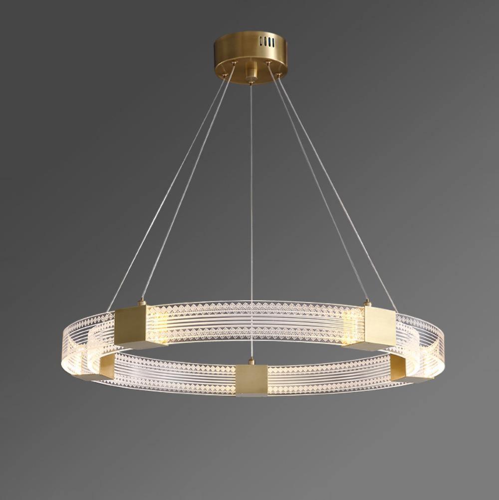 Modern Parallel Ring LED Chandelier Gold Acrylic Circular Pendant Light
