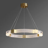 Modern Parallel Ring LED Chandelier Gold Acrylic Circular Pendant Light
