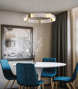 Modern Parallel Ring LED Chandelier Gold Acrylic Circular Pendant Light