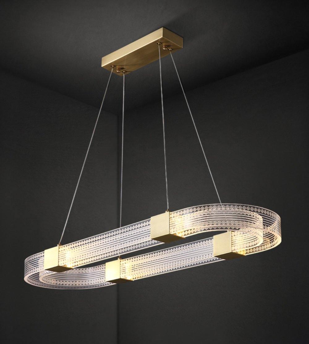 Modern Parallel Ring LED Chandelier Gold Acrylic Circular Pendant Light