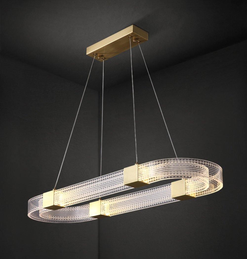Modern Parallel Ring LED Chandelier Gold Acrylic Circular Pendant Light