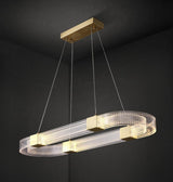 Modern Parallel Ring LED Chandelier Gold Acrylic Circular Pendant Light