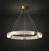 Modern Parallel Ring LED Chandelier Gold Acrylic Circular Pendant Light