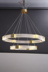 Modern Parallel Ring LED Chandelier Gold Acrylic Circular Pendant Light