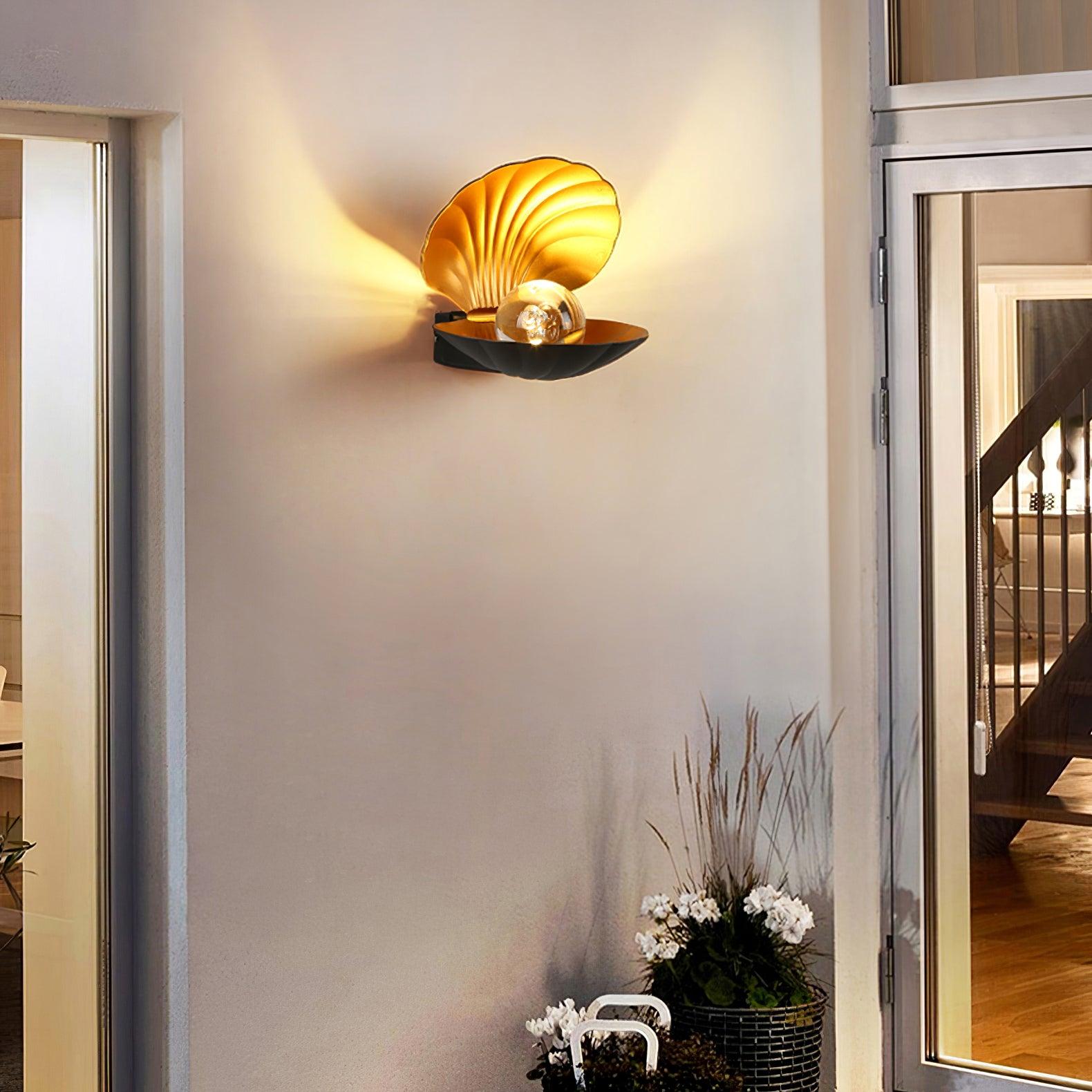 Modern Pearl Clam LED Wall Sconce Set of 2 Indoor Shell Decorative Lighting