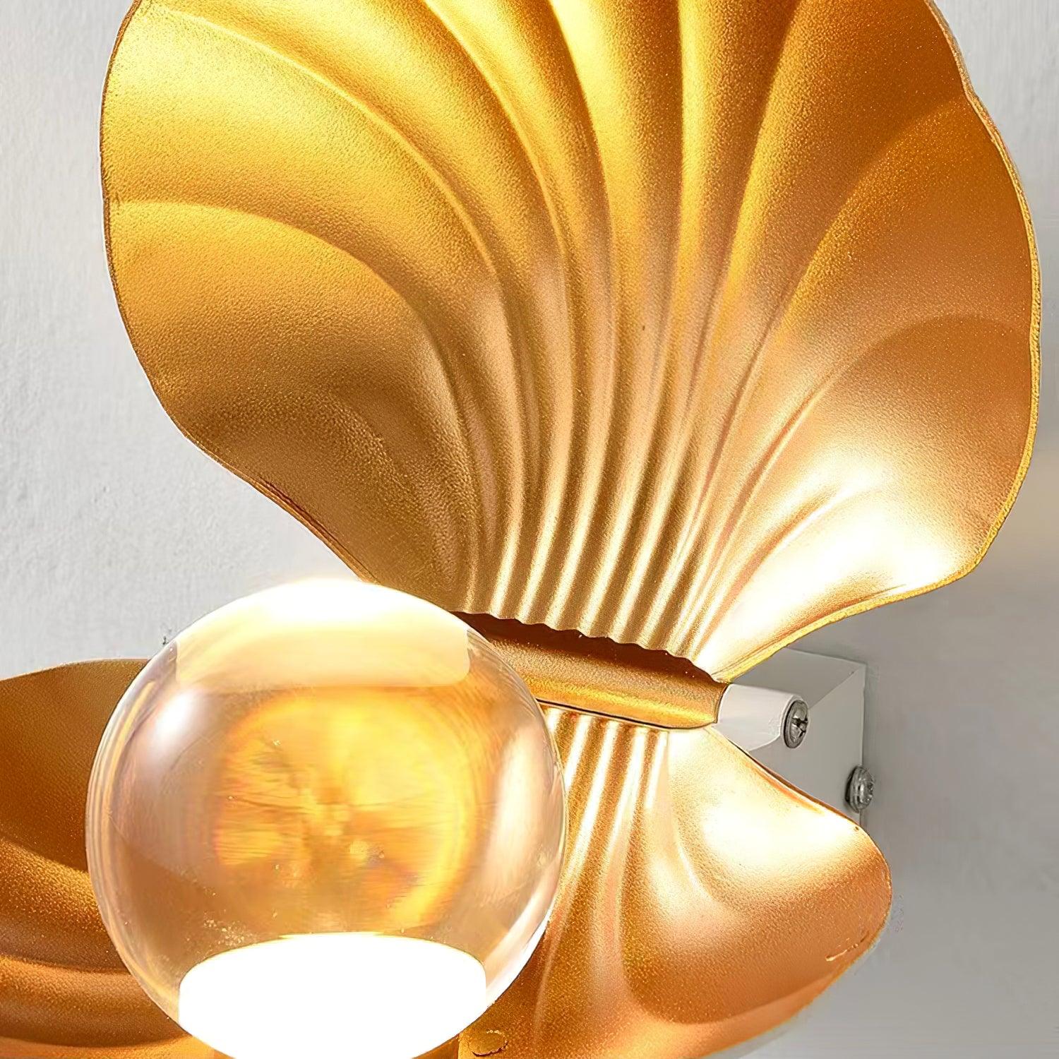 Modern Pearl Clam LED Wall Sconce Set of 2 Indoor Shell Decorative Lighting