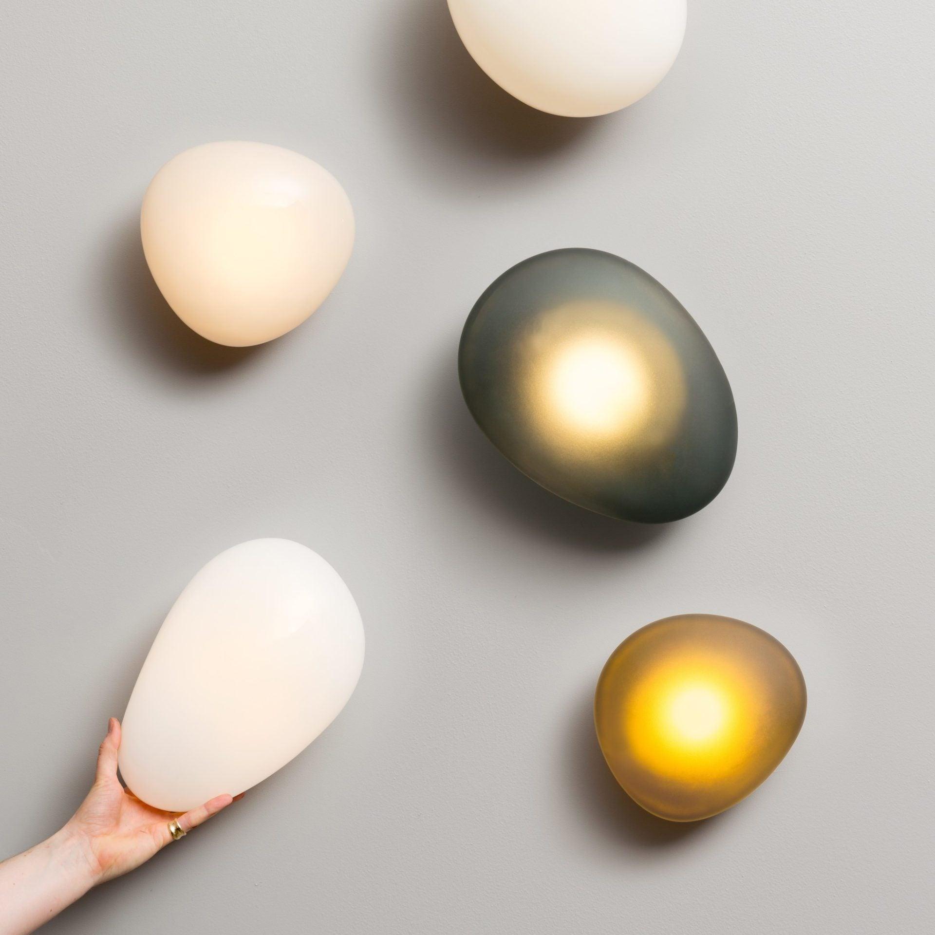 Modern Pebble Shaped Bubble Glass Wall Sconce Organic Stone Inspired LED Lamp