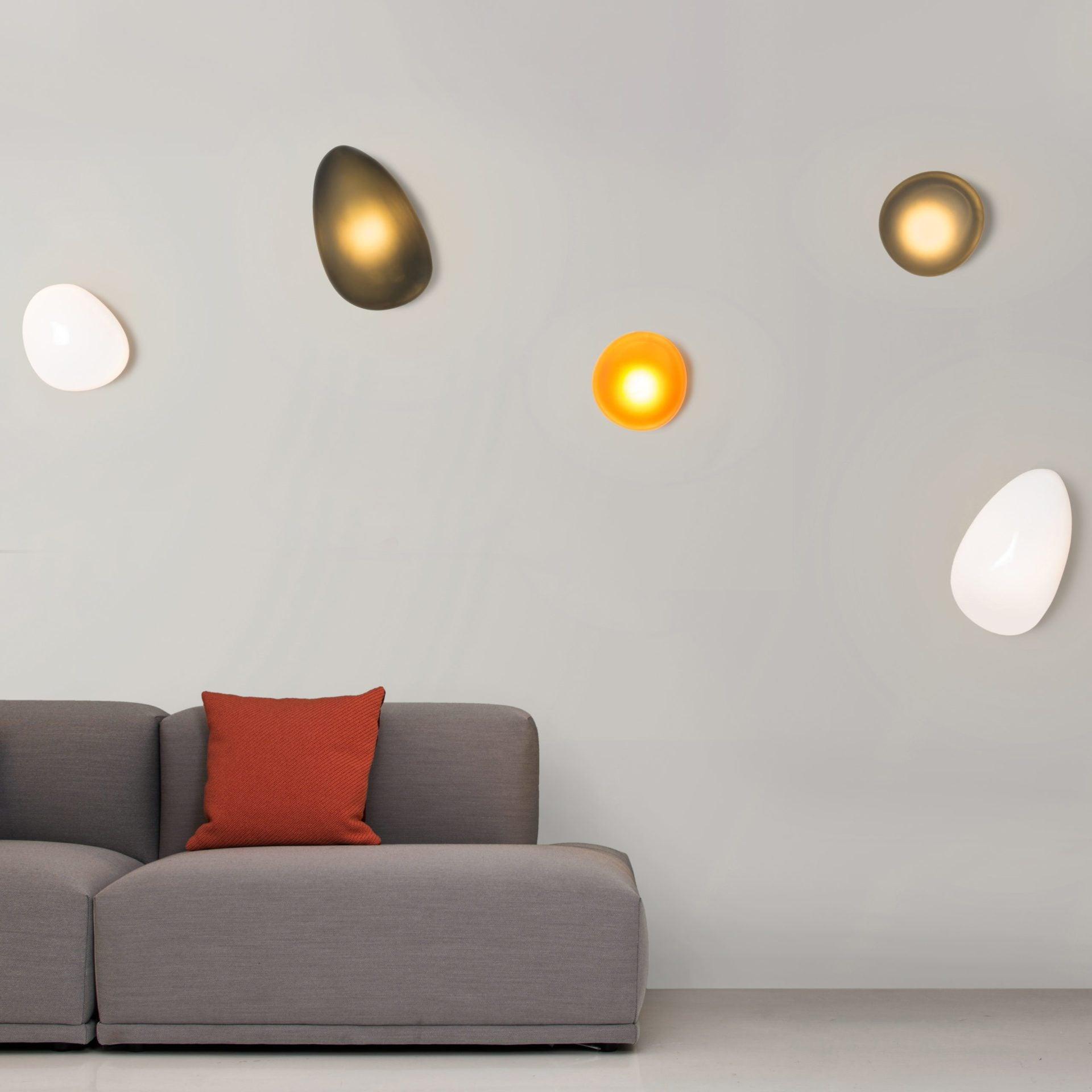 Modern Pebble Shaped Bubble Glass Wall Sconce Organic Stone Inspired LED Lamp