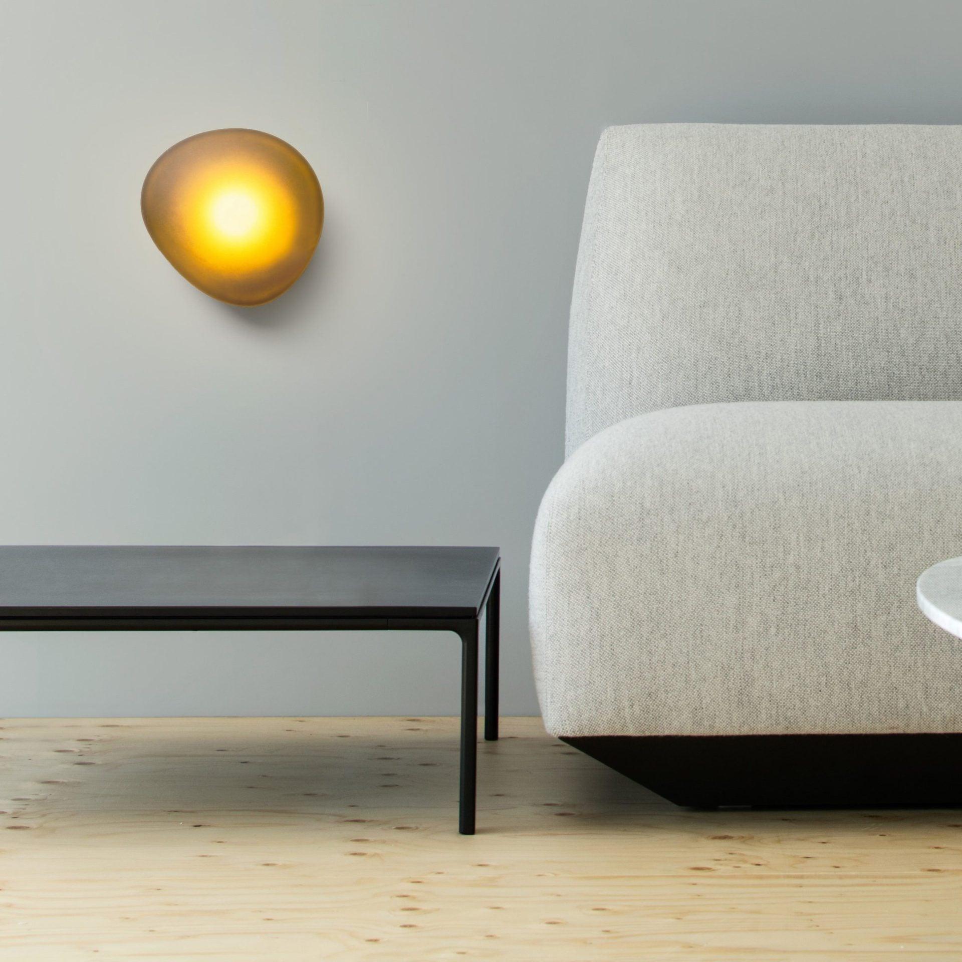 Modern Pebble Shaped Bubble Glass Wall Sconce Organic Stone Inspired LED Lamp