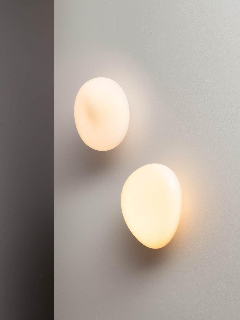 Modern Pebble Shaped Bubble Glass Wall Sconce Organic Stone Inspired LED Lamp