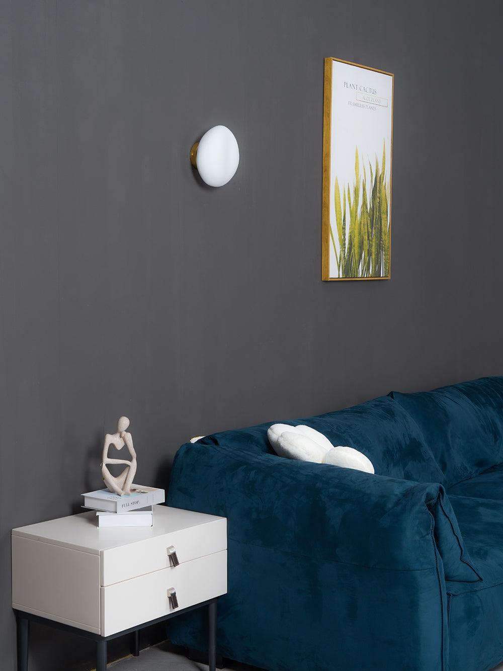 Modern Pebble Shaped Bubble Glass Wall Sconce Organic Stone Inspired LED Lamp