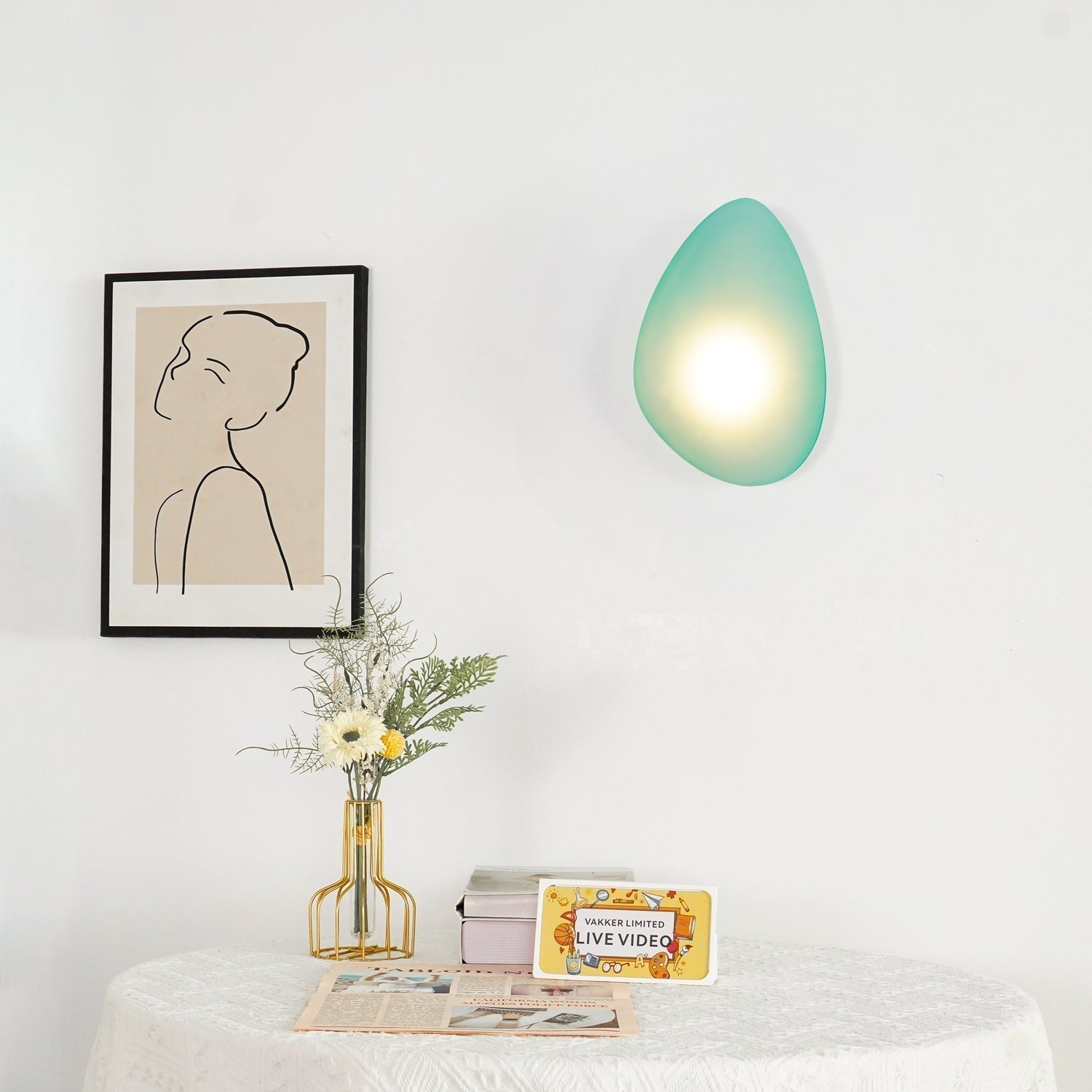Modern Pebble Shaped Bubble Glass Wall Sconce Organic Stone Inspired LED Lamp
